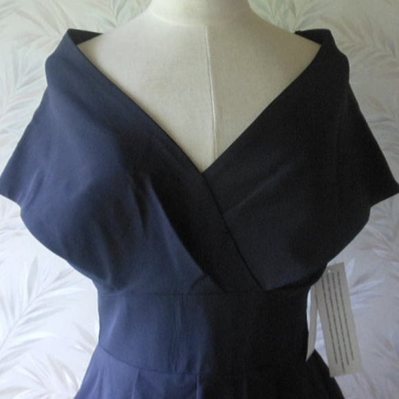 Aidan Mattox Shawl Neckline Peplum Navy Long Formal Dress Size 4 NWT MSRP $395 - Picture 5 of 14